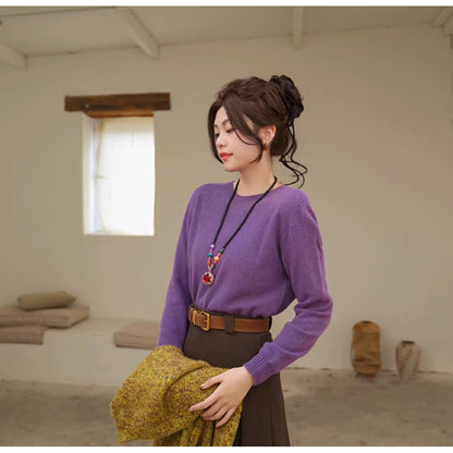 桔梗の花色ニットセーター