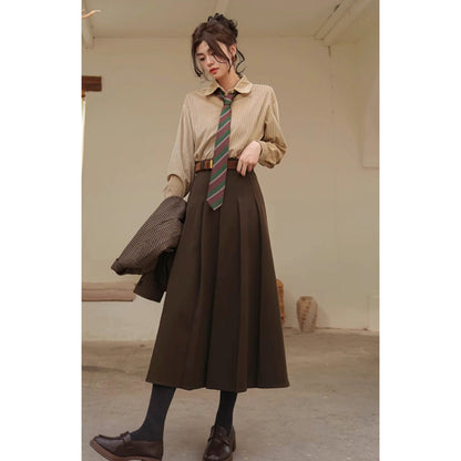 文学令嬢のストライプブラウス