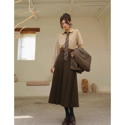 文学令嬢のストライプブラウス