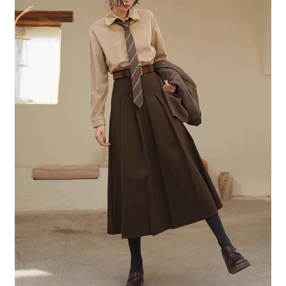 文学令嬢のストライプブラウス