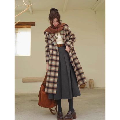 文学令嬢のロングプリーツスカート - Gray