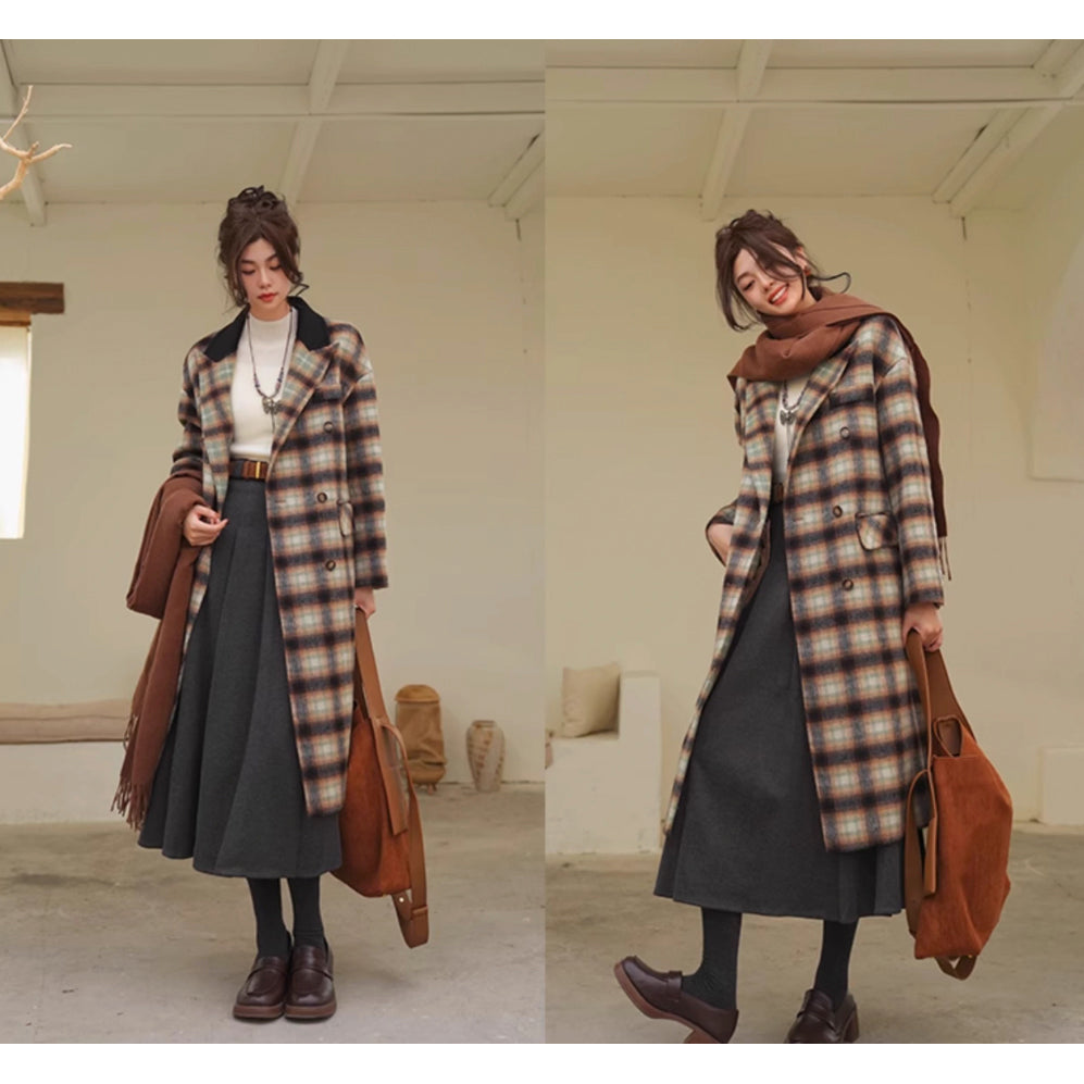 文学令嬢のロングプリーツスカート - Gray