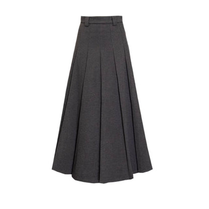 文学令嬢のロングプリーツスカート - Gray