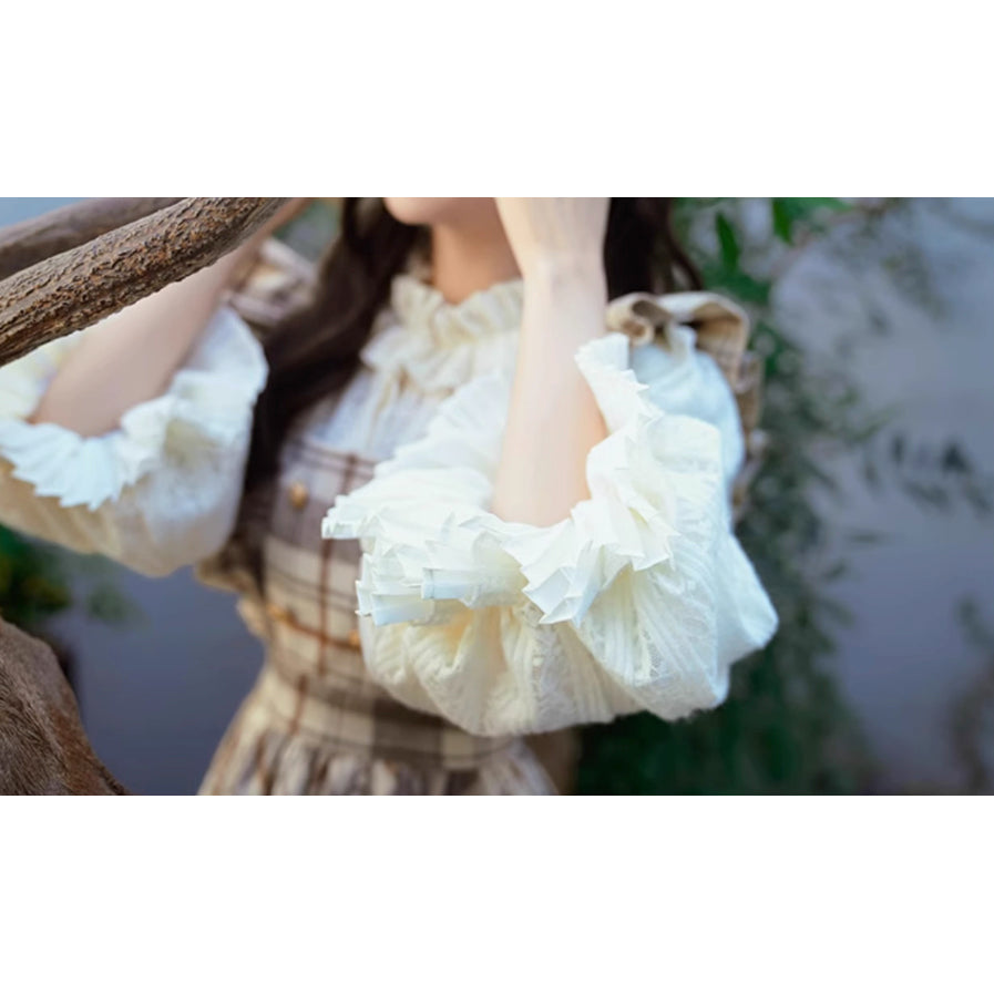 白茶格子柄のウールジャンパースカート