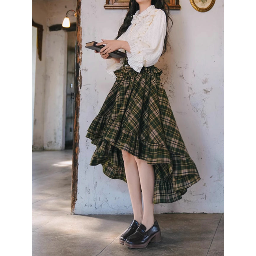 Ink Green Plaid Fishtail Skirt – remulia