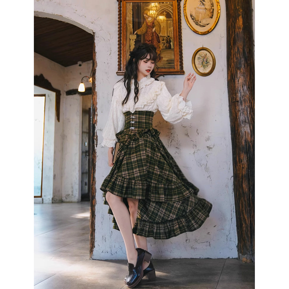 Ink Green Plaid Fishtail Skirt – remulia