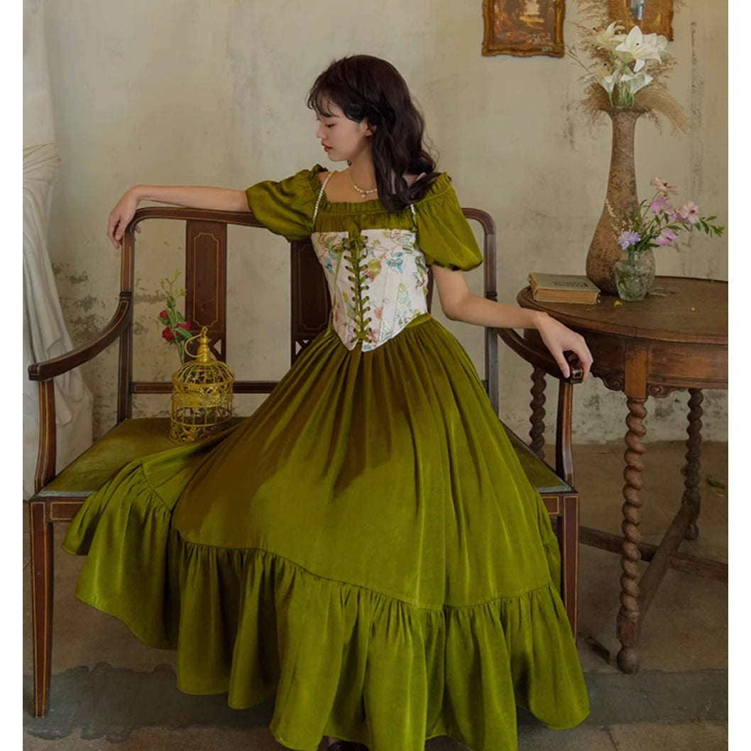 花鳥画の刺繍コルセット