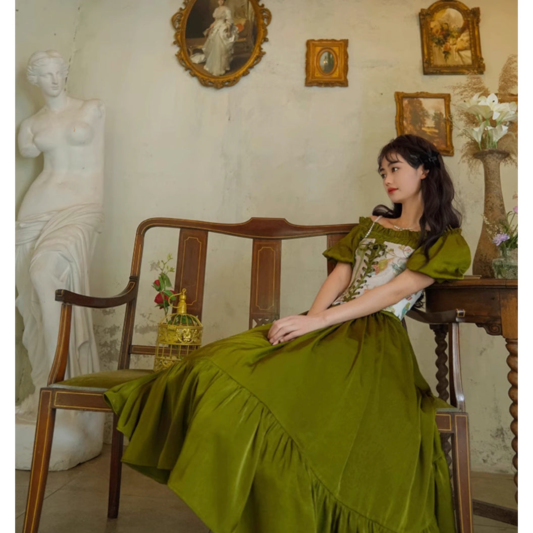 花鳥画の刺繍コルセット