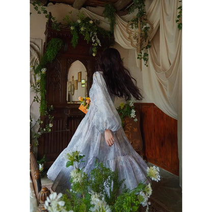 灰霧の花鳥画ワンピース