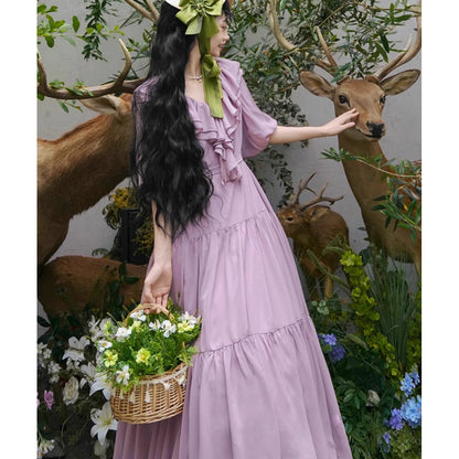 霧紫のお嬢様のロングワンピース