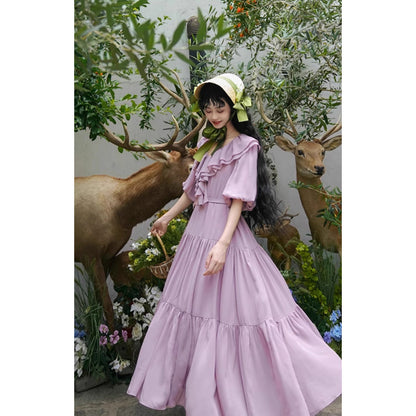 霧紫のお嬢様のロングワンピース