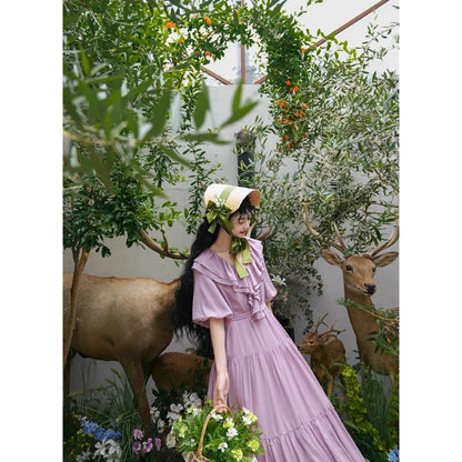 霧紫のお嬢様のロングワンピース