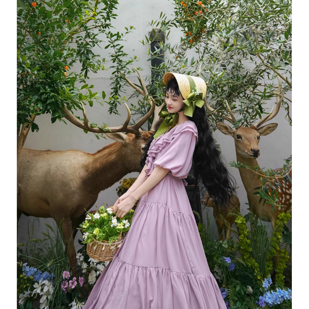 霧紫のお嬢様のロングワンピース