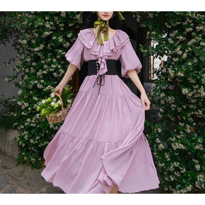 霧紫のお嬢様のロングワンピース