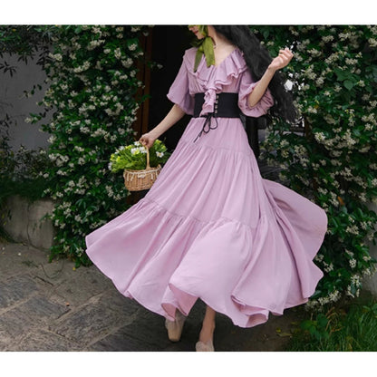 霧紫のお嬢様のロングワンピース