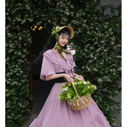 霧紫のお嬢様のロングワンピース