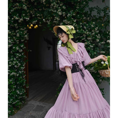 霧紫のお嬢様のロングワンピース