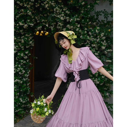 霧紫のお嬢様のロングワンピース