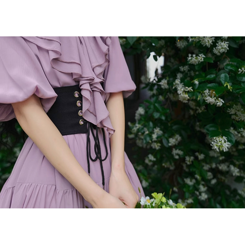 霧紫のお嬢様のロングワンピース