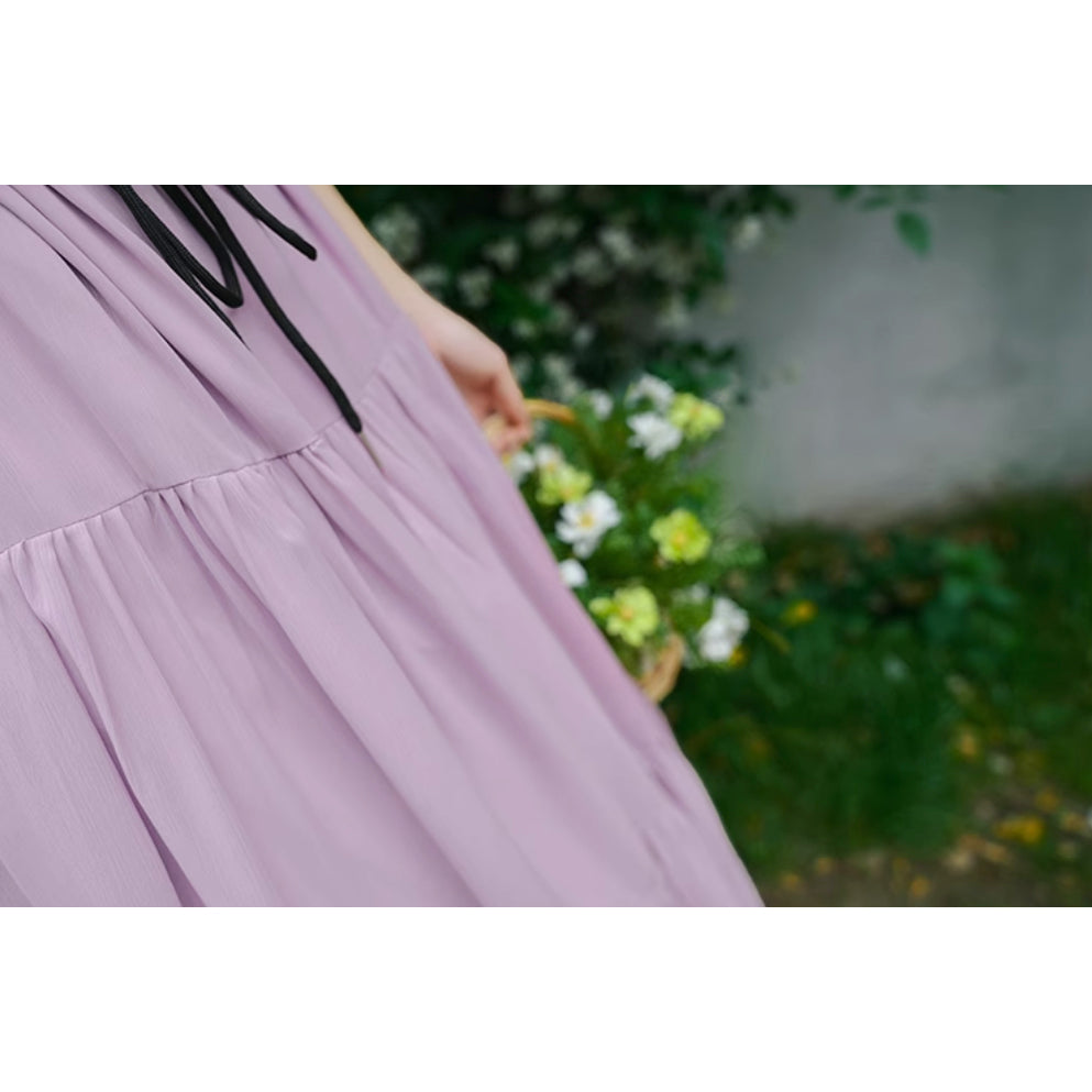 霧紫のお嬢様のロングワンピース