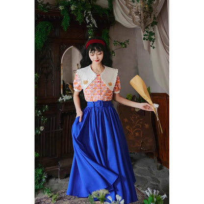 紺青の瑠璃色アンブレラスカート