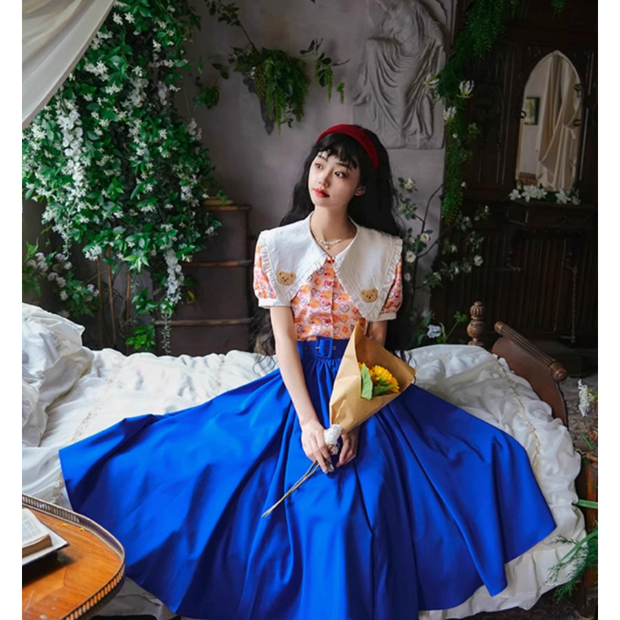 紺青の瑠璃色アンブレラスカート