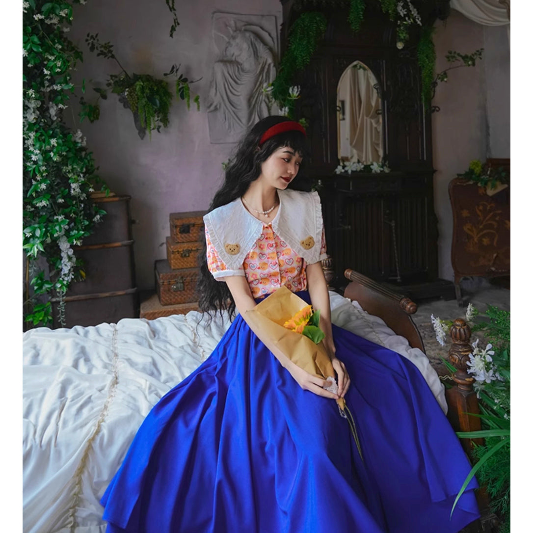 紺青の瑠璃色アンブレラスカート