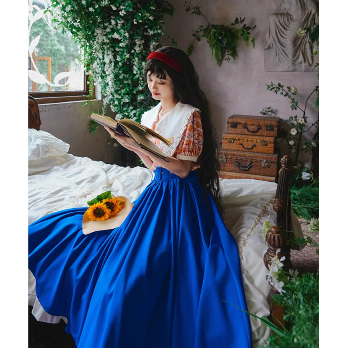 紺青の瑠璃色アンブレラスカート