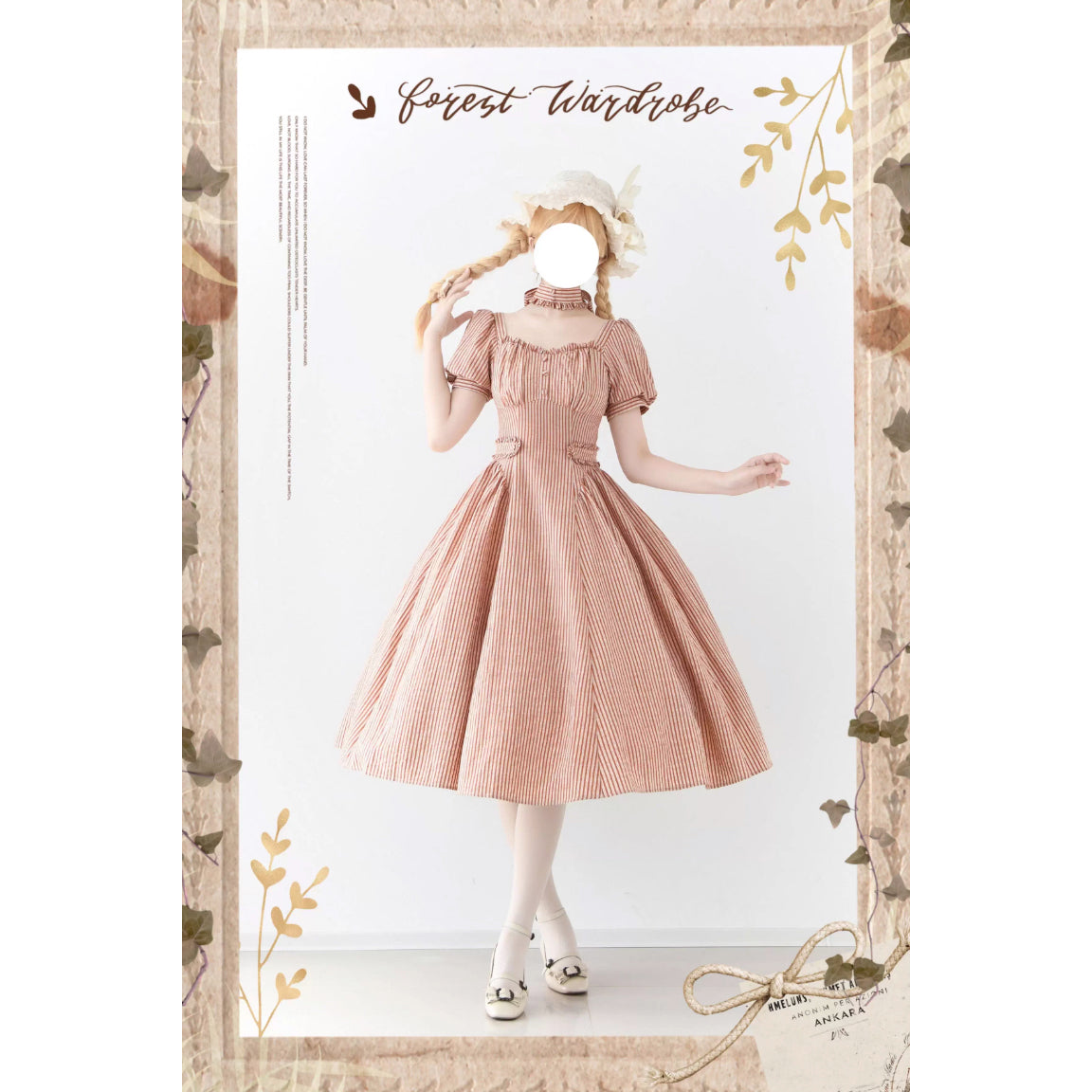 英国のお嬢様のクラシカルストライプワンピース - Carrot Orange