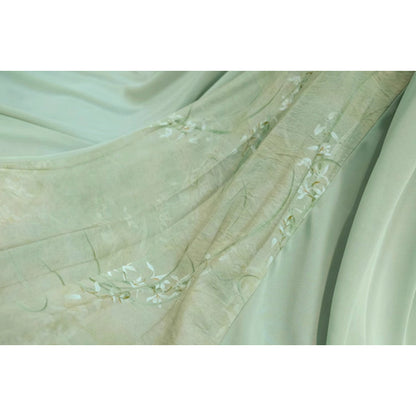 東洋蘭の花絵画チャイナワンピース