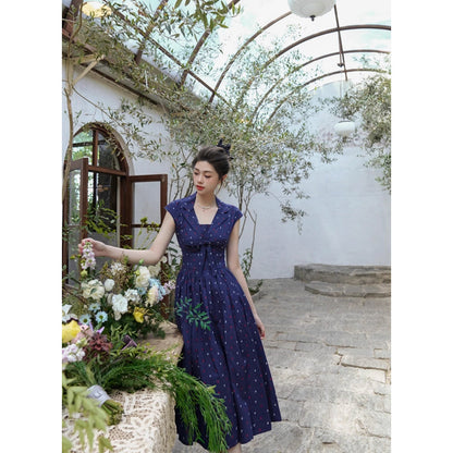 濃紺の錨の挿絵ヘップバーンワンピース