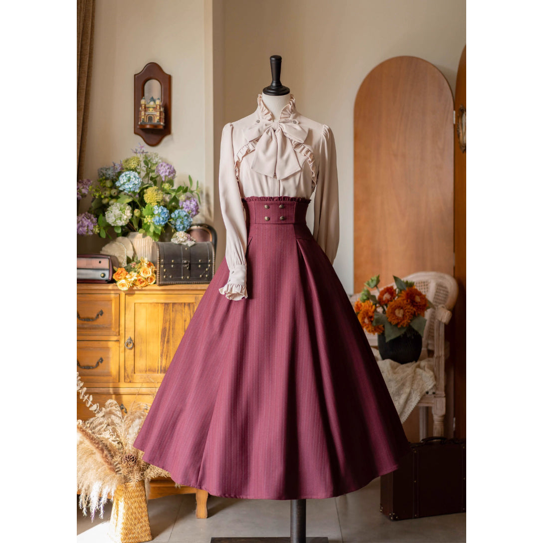 英国のお嬢様のコルセットスカート - Wine Red