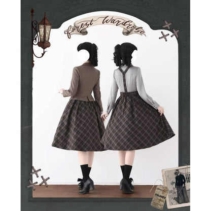 英国のお嬢様のクラシカルショートジャケット - Brown