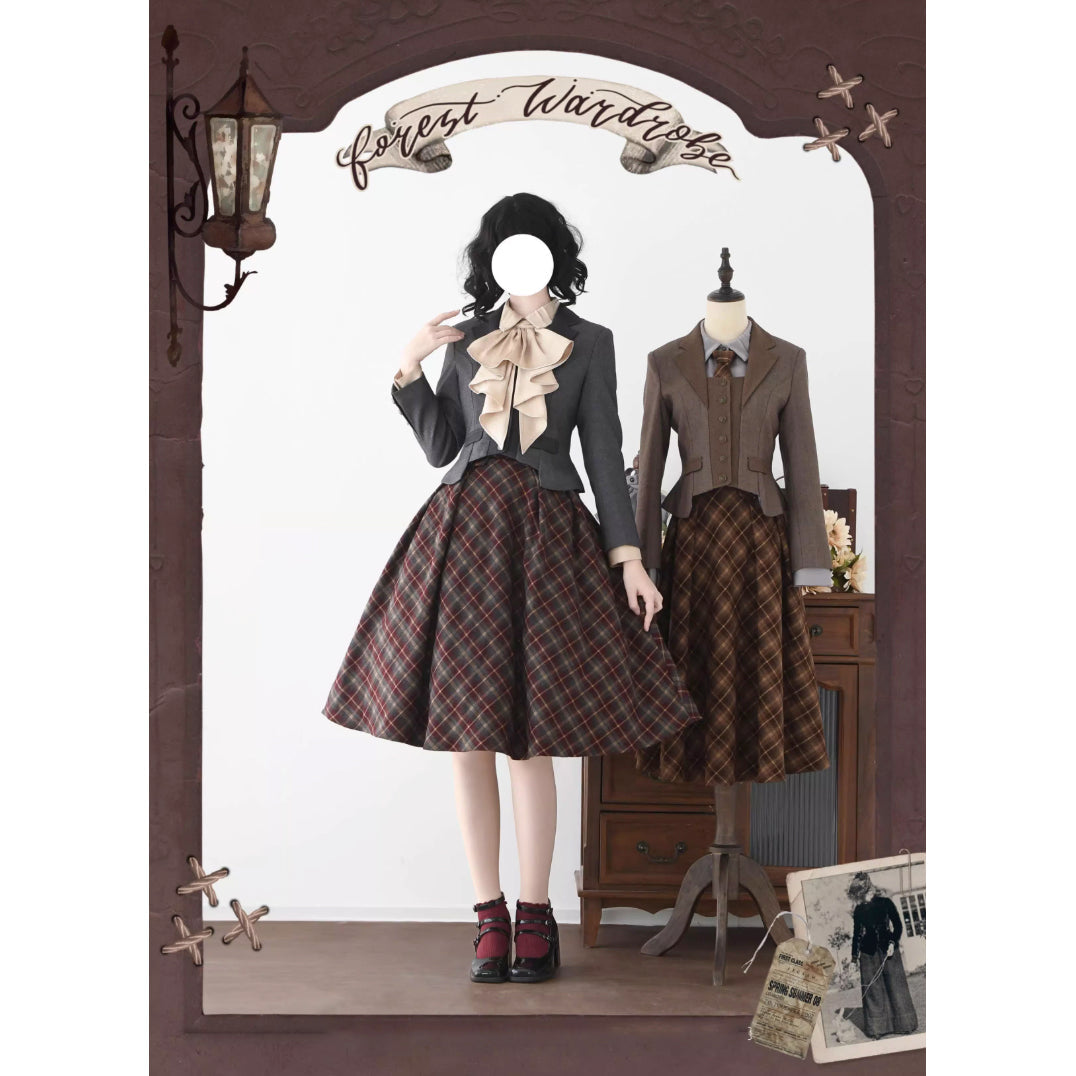 英国のお嬢様のクラシカルショートジャケット - Dark Gray