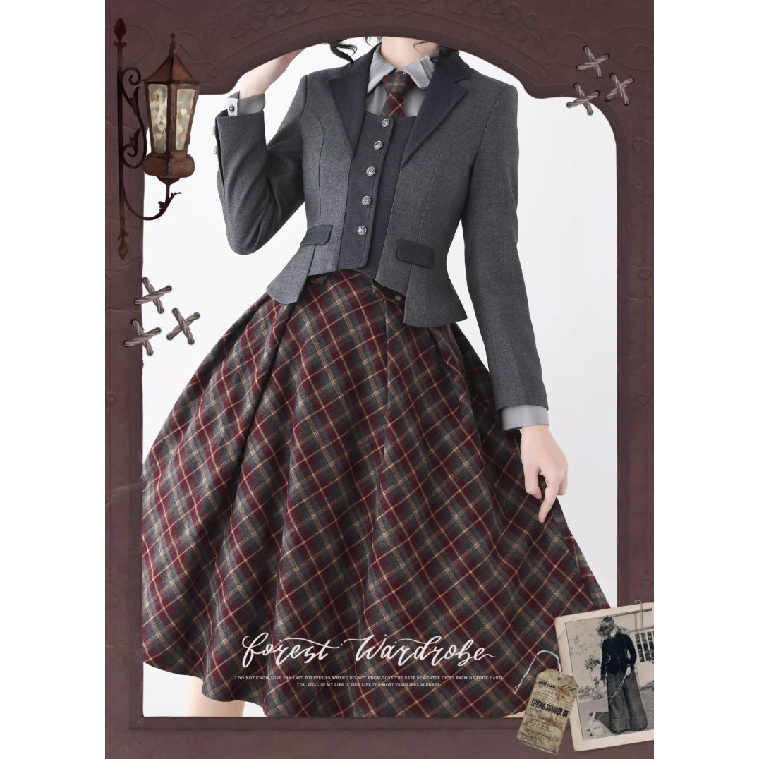 英国のお嬢様のクラシカルショートジャケット - Dark Gray