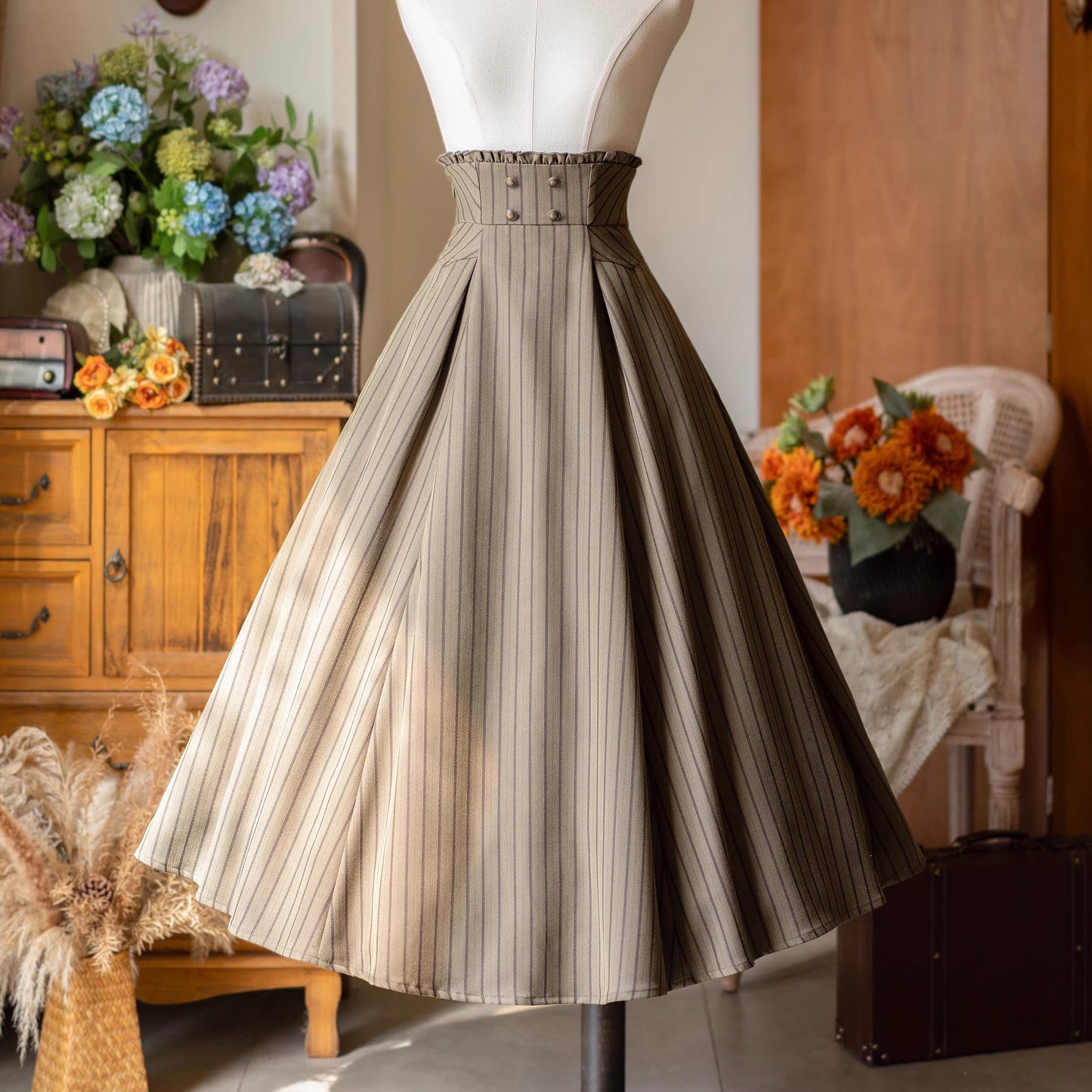 英国のお嬢様のコルセットスカート - Olive Drab