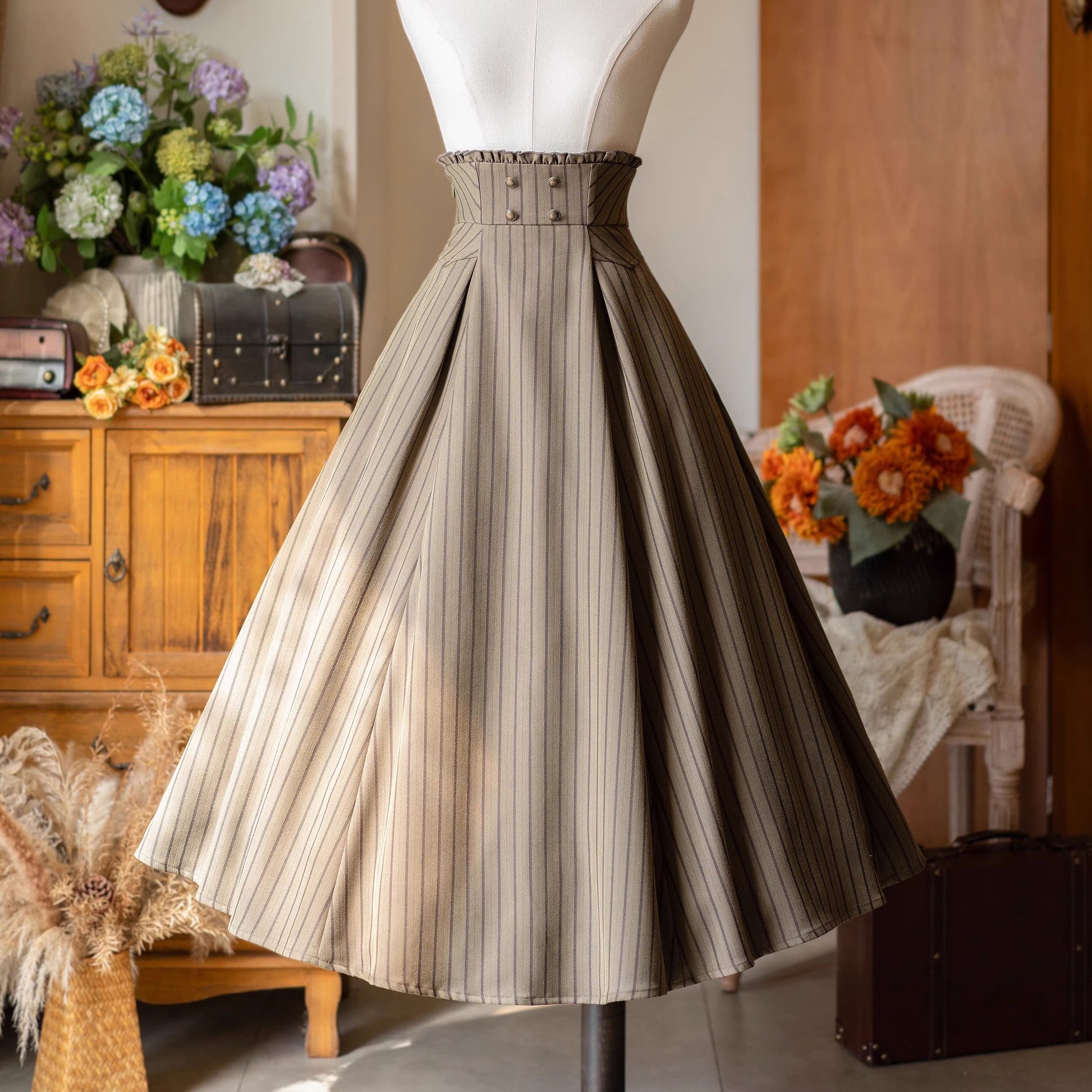 英国のお嬢様のコルセットスカート - Olive Drab