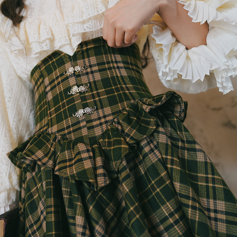 Ink Green Plaid Fishtail Skirt – remulia