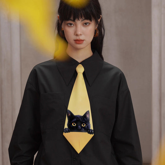 黒猫の挿絵ネクタイ