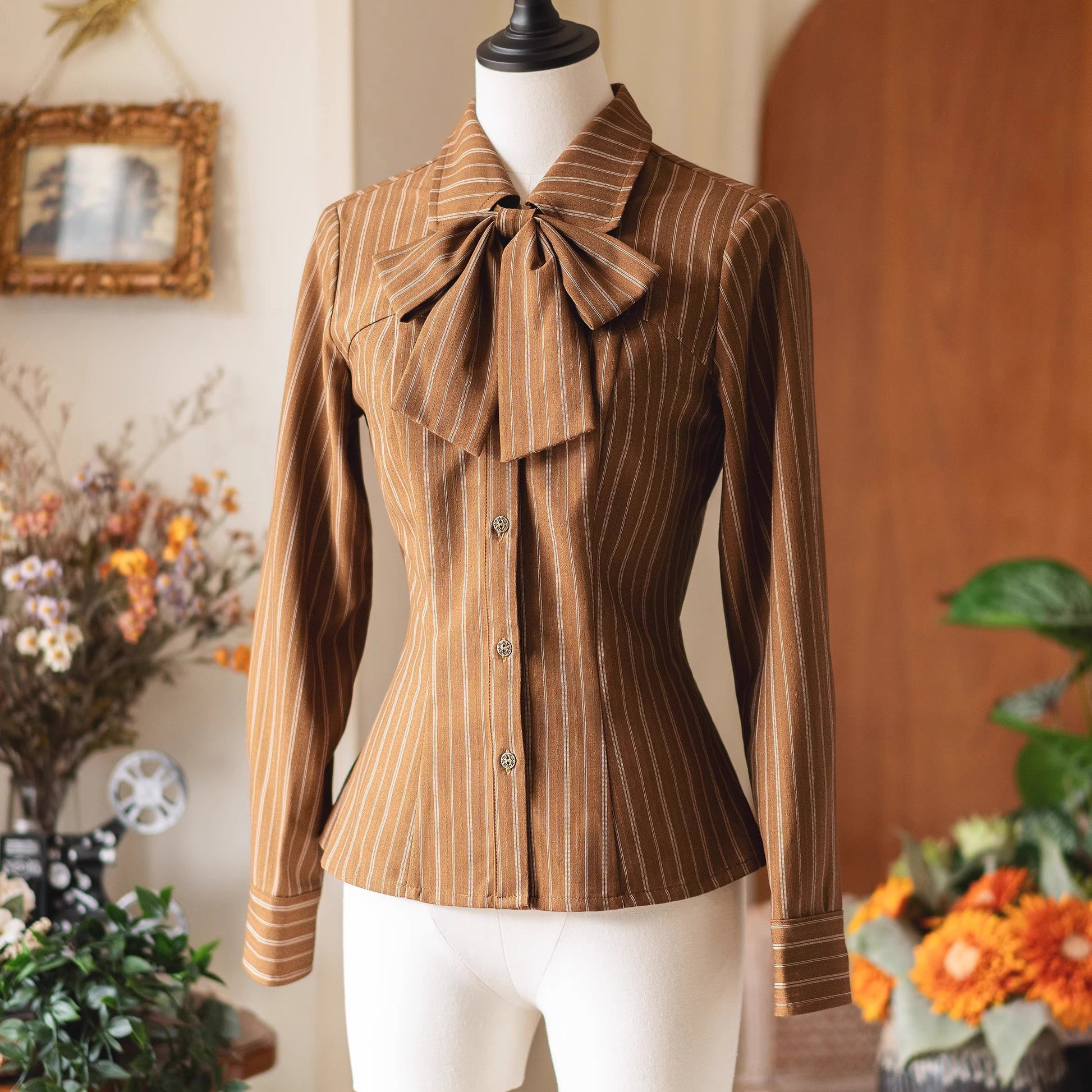 英国のお嬢様のブリティッシュブラウス - Brown