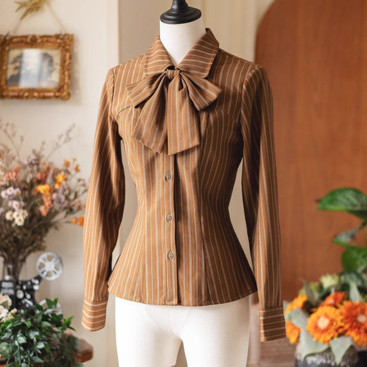 英国のお嬢様のブリティッシュブラウス - Brown