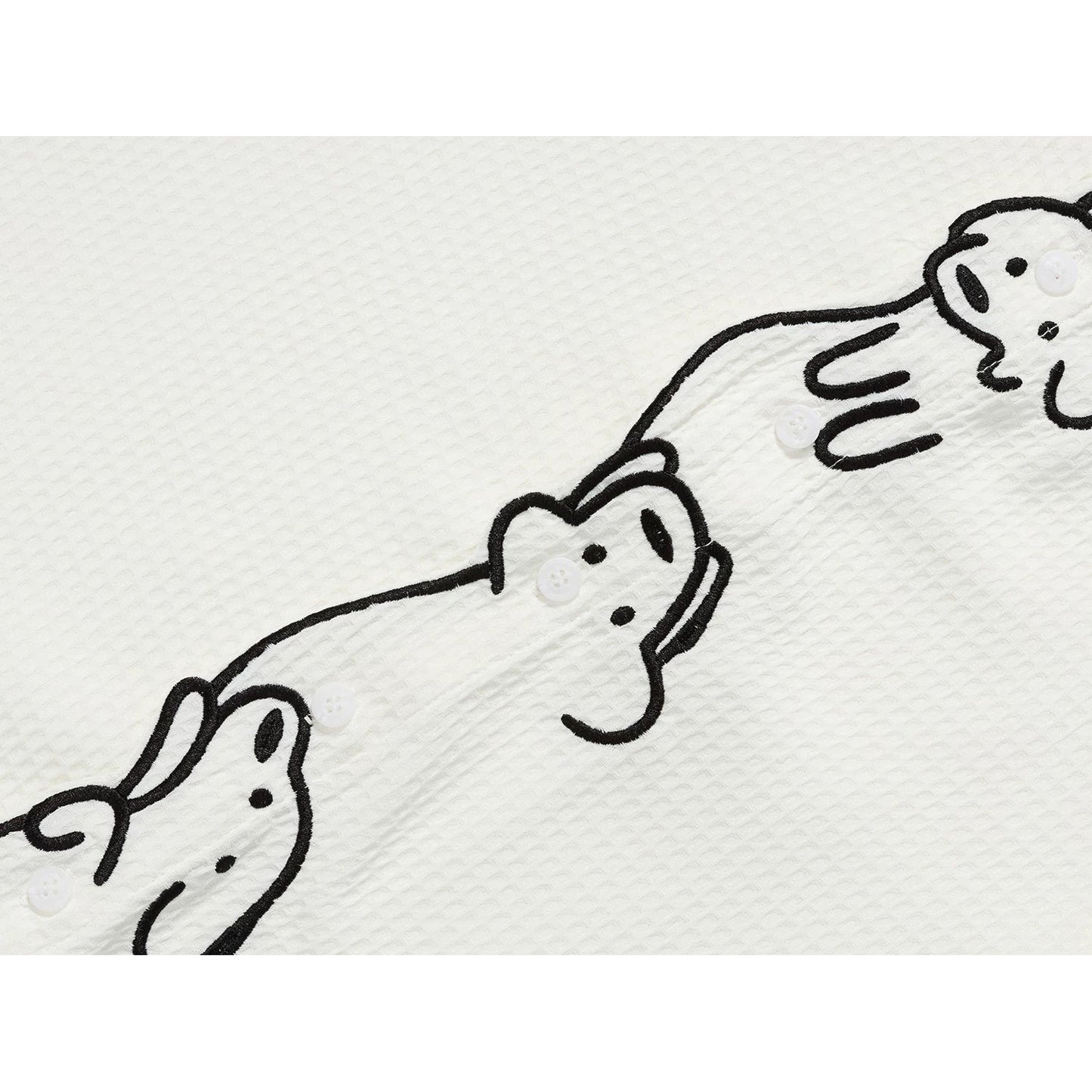 子犬の刺繍シャツ - Milk White