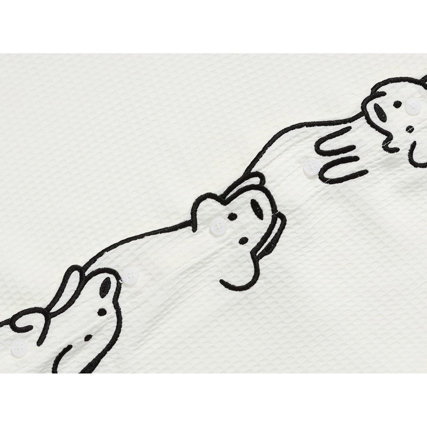子犬の刺繍シャツ - Milk White