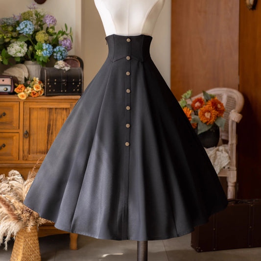 英国のお嬢様のヴィクトリアンスカート - Black