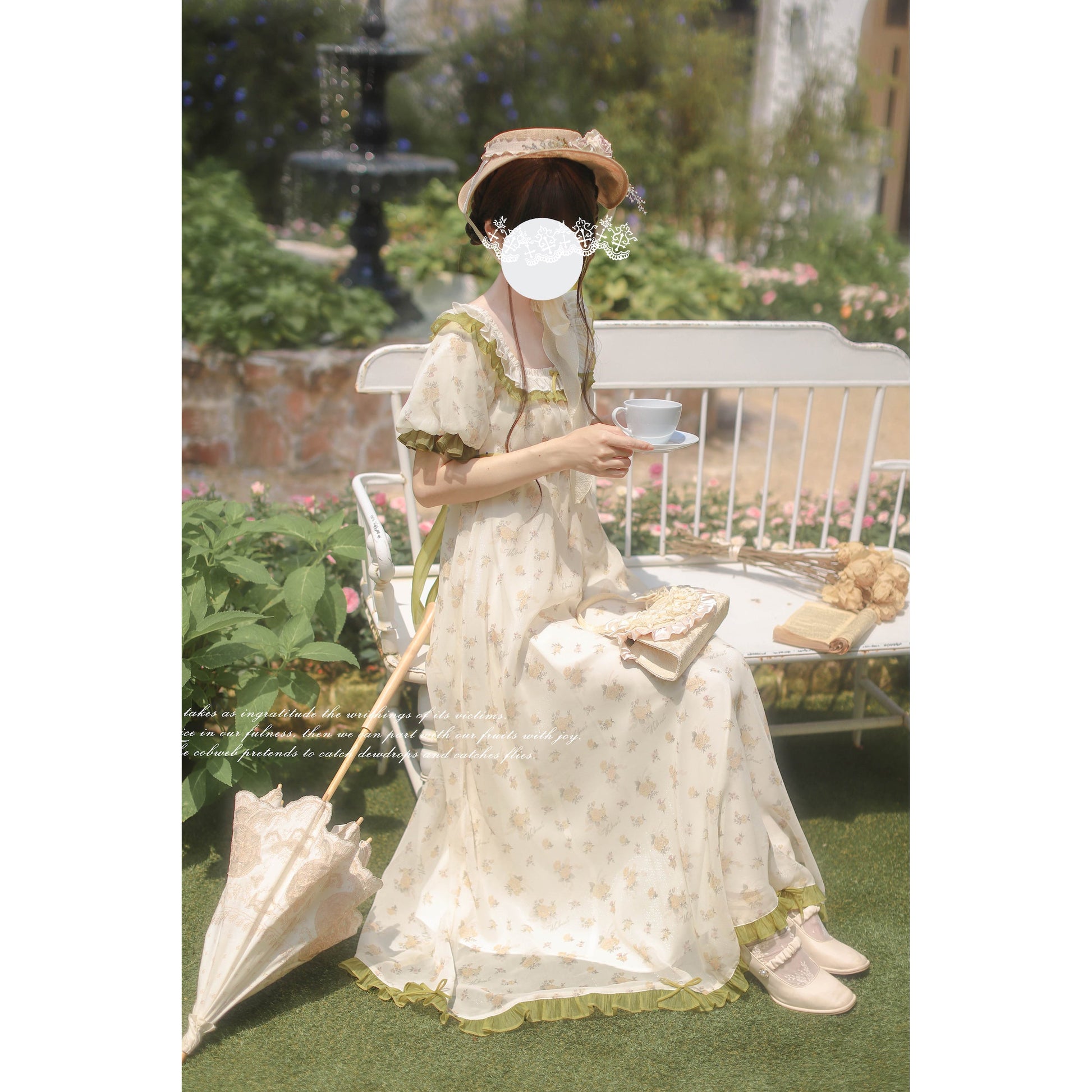 宮廷のお嬢様の花柄ロングワンピース