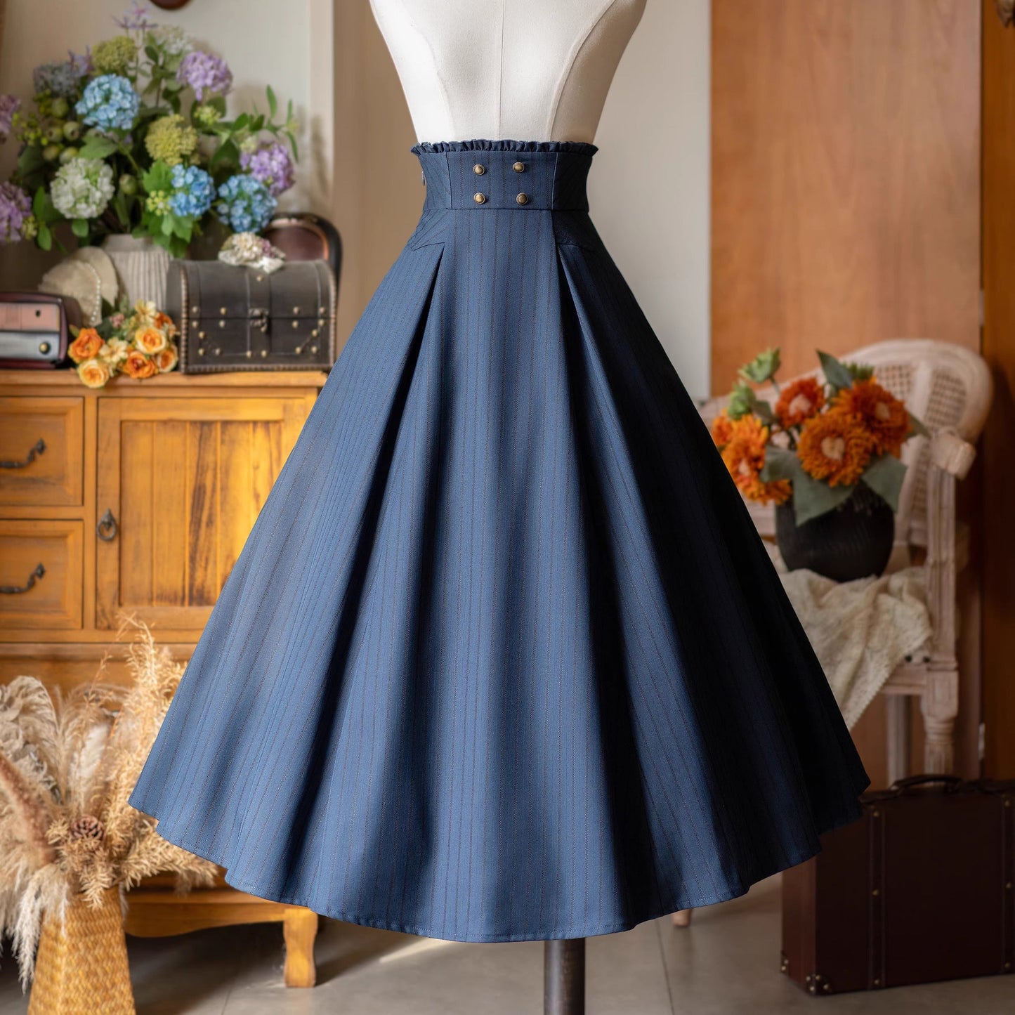 英国のお嬢様のコルセットスカート - Navy Blue