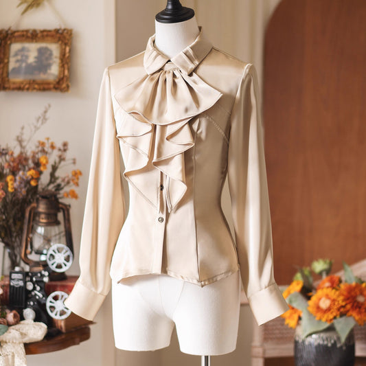 英国のお嬢様のクラシカルブラウス - Ecru Beige