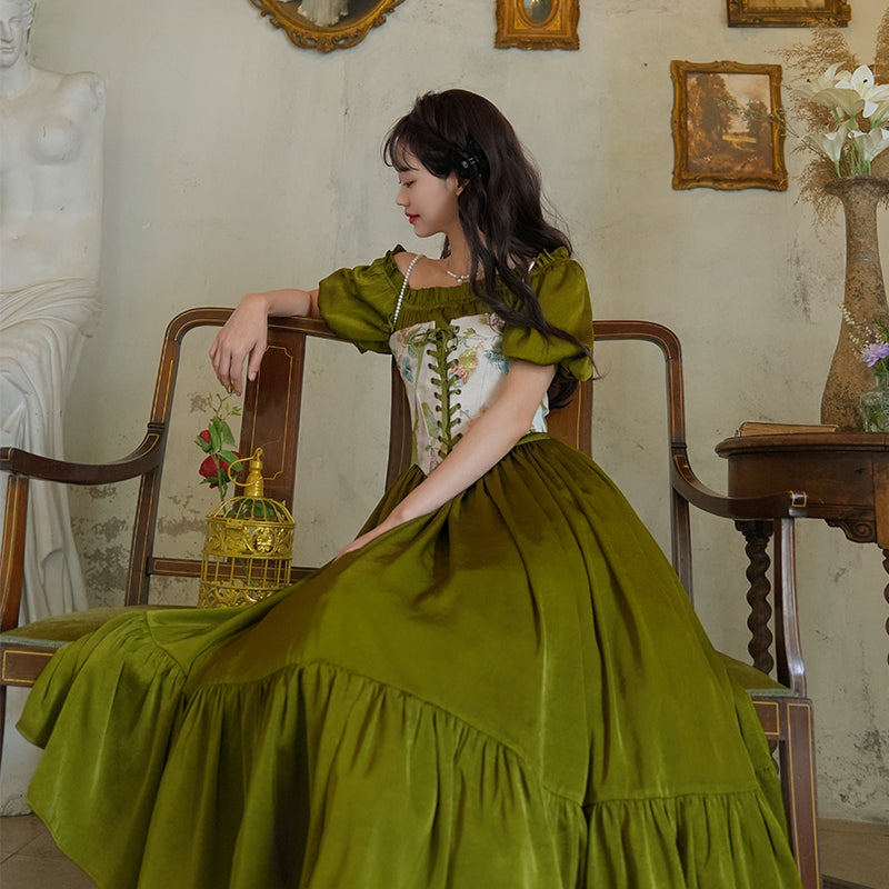 花鳥画の刺繍コルセット