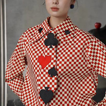 トランプのマークの刺繍ネクタイ - Checked