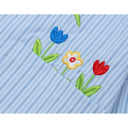 草花の刺繍ブラウス - Light Blue
